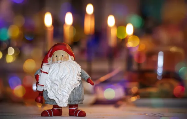Toy, candles, doll, Christmas, New year, Santa Claus, Santa Claus, dwarf