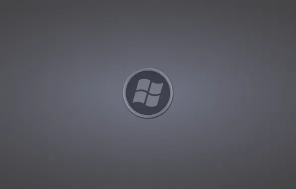 Grey, round, logo, windows, logo, dark background