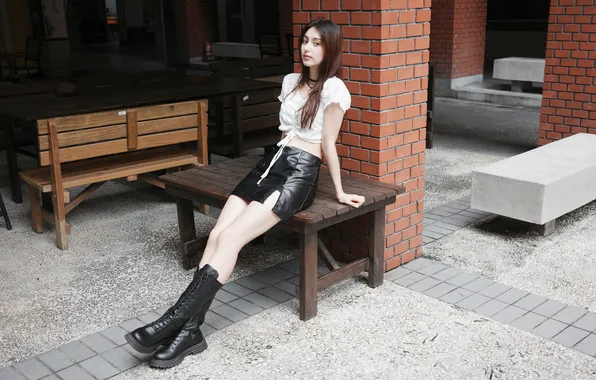Woman, beautiful, model, sweet, brunette, asian, boots, adorable
