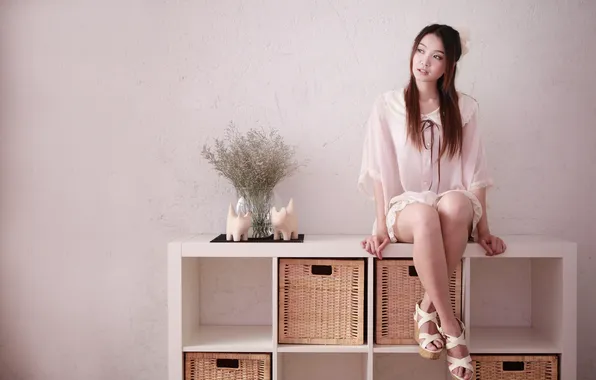 Girl, background, Asian