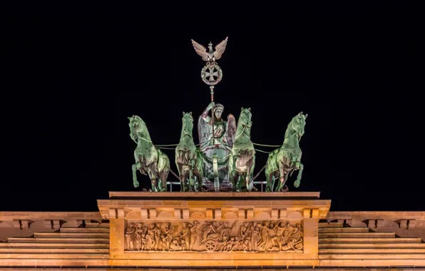 Night, Victoria, Germany, Germany, Berlin, Berlin, Brandenburg gate, Monument