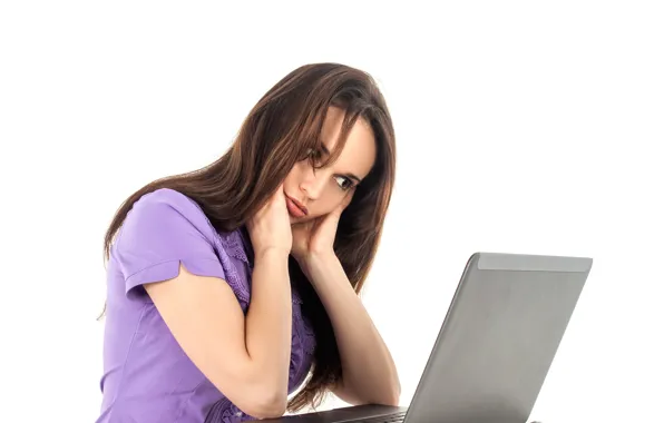 Picture girl, fatigue, hair, laptop