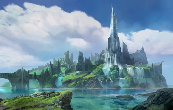 Bridge, castle, Fantasy City, Rise to the Throne