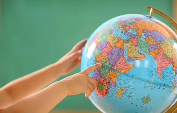 The world, map, hands, globe