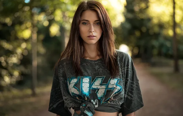 Look, trees, Park, background, portrait, makeup, Mike, hairstyle