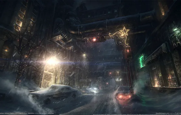 Picture snow, machine, the city, the game, Batman, game wallpapers, Batman: Arkham Origins