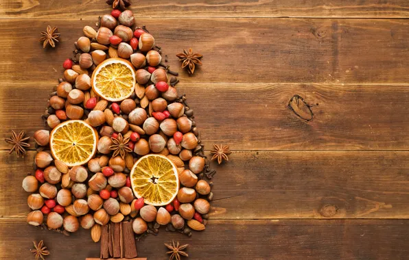 Winter, table, tree, holiday, tree, orange, New Year, briar
