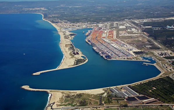 Sea, Italy, port, bay, container, mediterranean, Calabria, Gioia Tauro