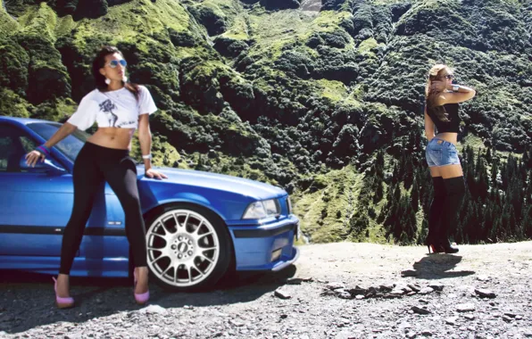 Picture BMW, Girl, Mountains