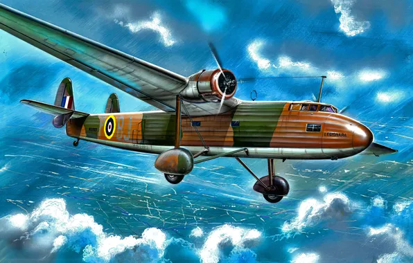 Picture war, art, airplane, aviation, ww2, Handley Page H. P. 54 Harrow