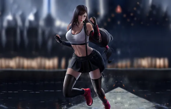 Girl, game, Final Fantasy, brunette, video game, Tifa Lockhart, fantasy girl
