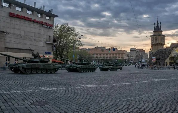 Moscow, Tank, T-90, Victory Parade, May 9, Rehearsal