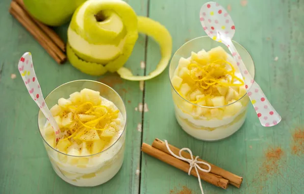 Apples, cinnamon, dessert, ricotta