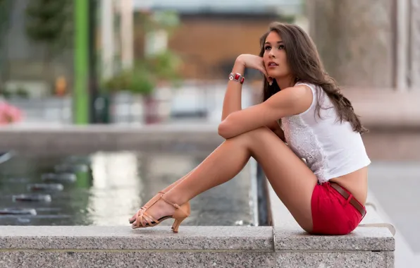 Picture look, fountain, bracelet, sexy, long hair, long hair, sexy, look