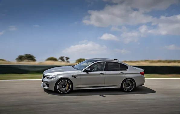 The sky, asphalt, clouds, grey, speed, BMW, sedan, track