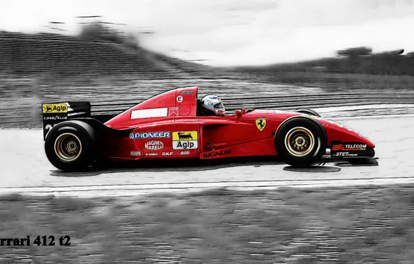 Picture black and white, Schumacher, gran prix, Ferrari 412 t2