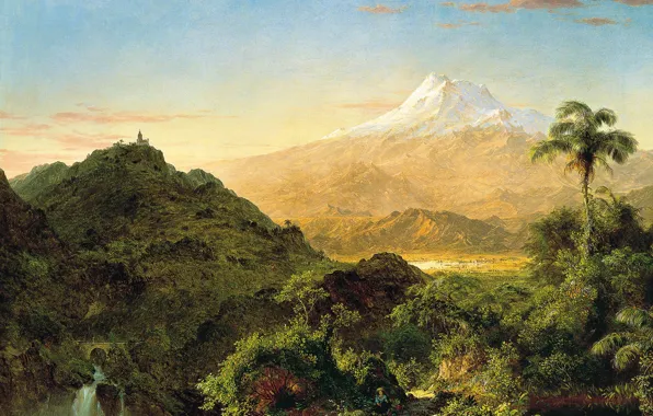 Picture mountains, nature, Palma, picture, Frederic Edwin Church, South American Landscape