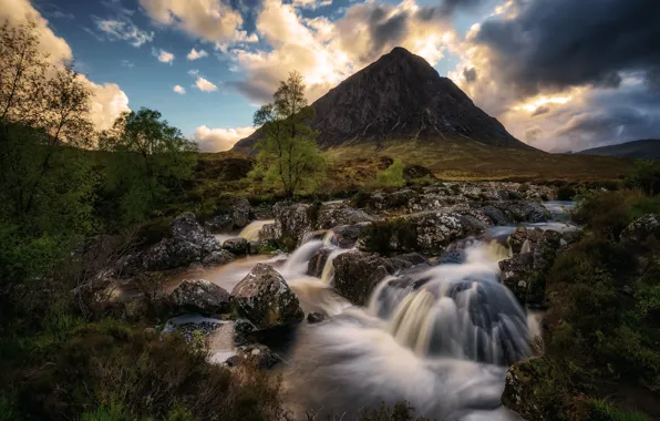 Mountains, stream, stones, Iceland