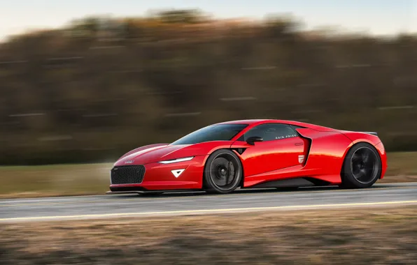 Audi, Red, Auto, Machine, Speed, Red, Audi R8, Car