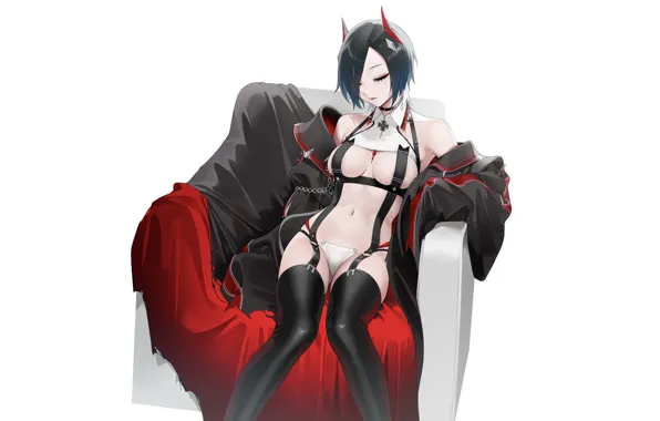 Kawaii, girl, hot, sexy, boobs, anime, short hair, seat