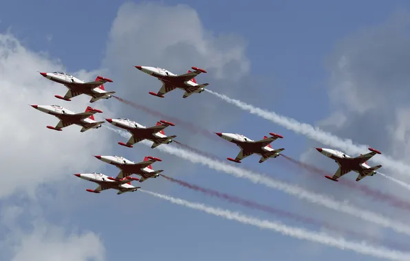 Picture aviation, show, flight, squadron, F-5, NF-5АБ, Canadair, Turkish Stars