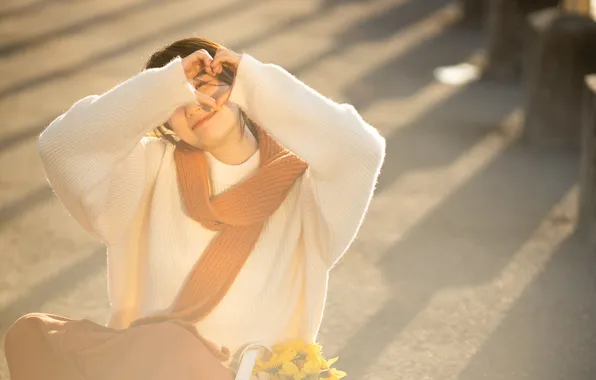 Beautiful, Asian, Model, Flower, Smile, Woman, Road, Pretty