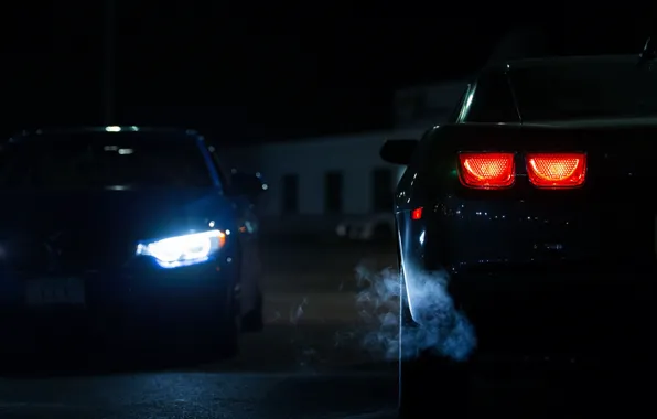 Car, night, lights, car, night, headlights