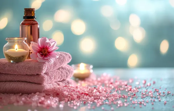Flowers, candles, towels, AI art, neural network