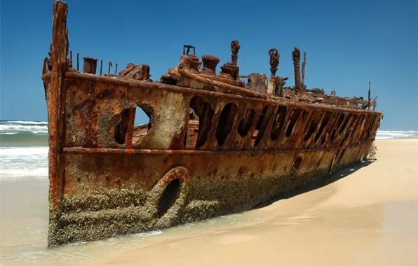 Beach, Ship, the skeleton, rust