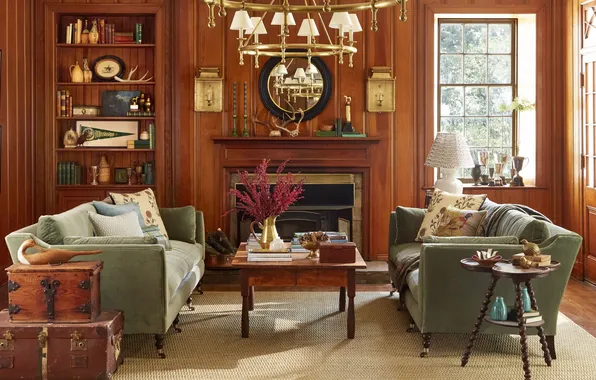 Design, style, room, interior, fireplace, living room, upholstered furniture, Pretty Cottage Decor Ideas for a …