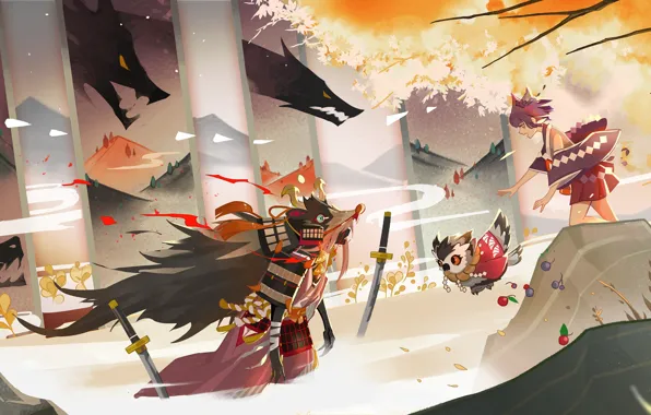 Anime, girl, Onmyouji, Onmedia