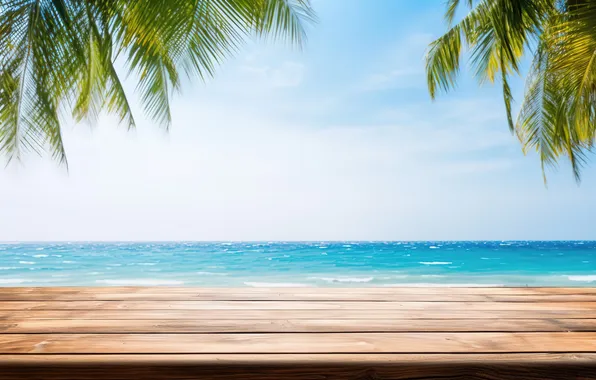 Sand, sea, wave, beach, summer, the sky, palm trees, shore