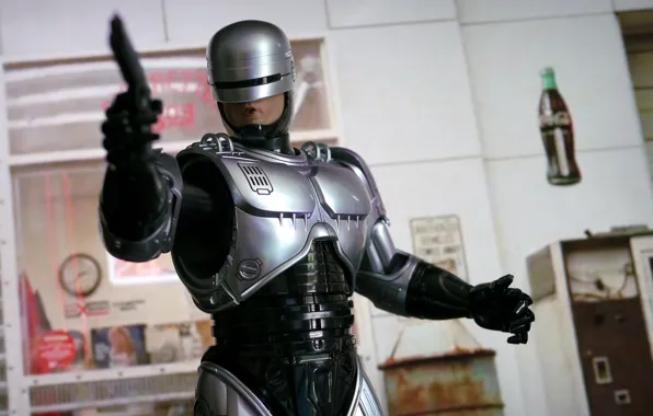 Gun, weapons, background, robot, armor, cyborg, Robocop, RoboCop