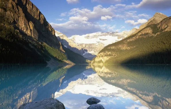 Clouds, mountains, lake, reflection, Canada, Albert, Banff Park