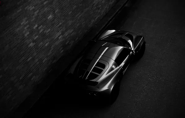 Night, Lotus, sports car, Requires, Lotus Exige, black and white photo