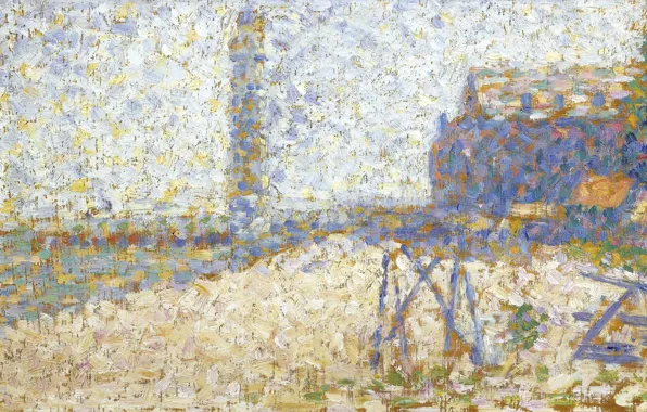 Picture, pointillism, Georges Seurat, Georges Seurat, Hospice and lighthouse Honfleur
