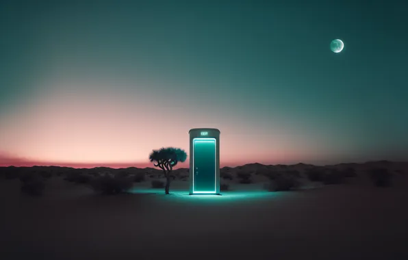 Picture minimalism, neon, illustration, simple background