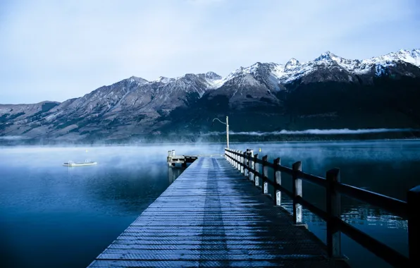 Picture mountains, lake, pierce, nature, mountains, lake, pier
