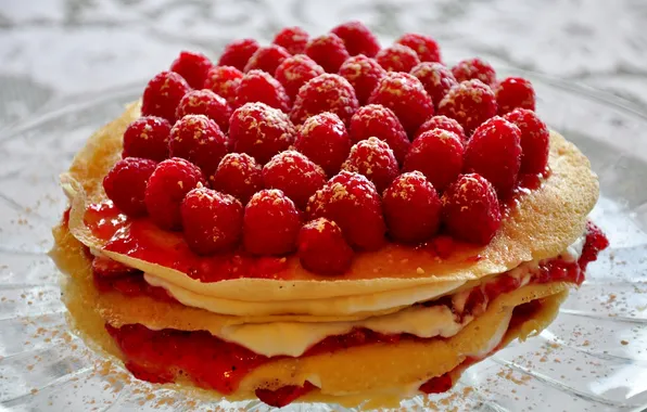 Berries, raspberry, pancakes, Pancake cake
