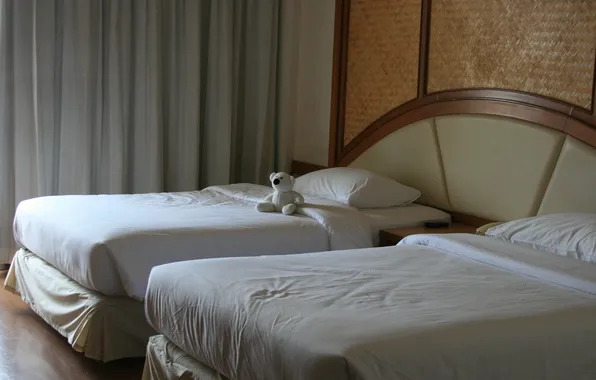 Wallpaper, interior, bear, the hotel, bed