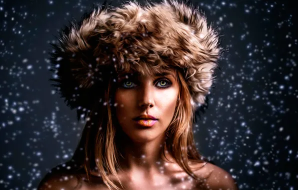 Picture girl, snow, portrait, Merry X-Mas