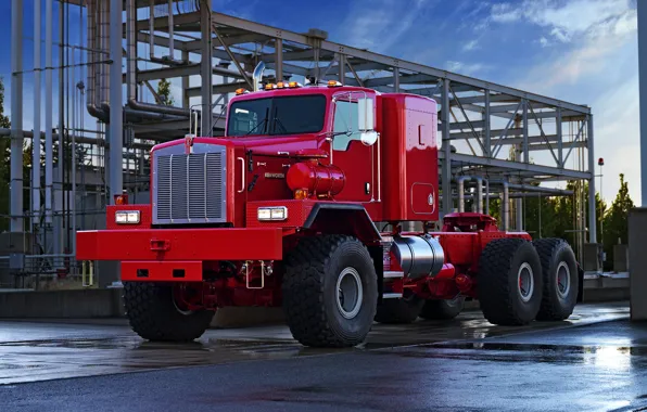 Red, pipe, truck, design, tractor, Kenworth, C500, 963