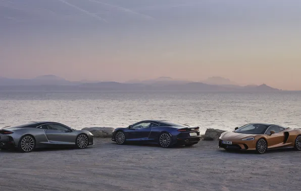 Sunset, coast, McLaren, the evening, supercars, 2019, McLaren GT