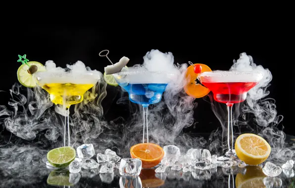 Picture ice, glass, cocktail, drink, citrus