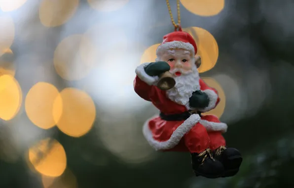 Picture toy, Santa Claus, figure, bokeh