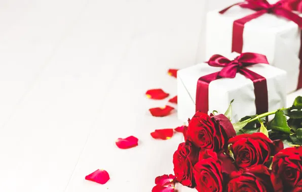 Flowers, red, gift, roses, bouquet, red, love, flowers
