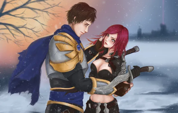 Picture pair, red, League of Legends, Katarina, the Sinister Blade