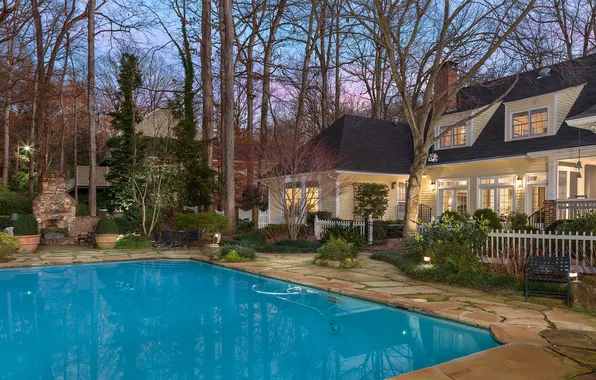 The sky, trees, house, Villa, pool, yard