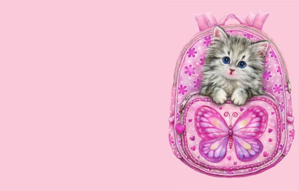 Picture art, kitty, backpack, children's