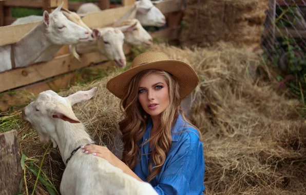 Girl, goat, Eugene Pyatnitskaya, Polina Mishina